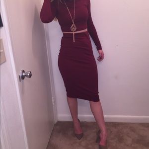 Two piece burgundy set